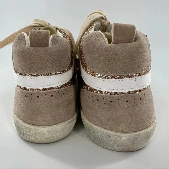 Miim womens high top sneakers size 7.5 faux suede rose gold glitter streetwear - Picture 5 of 13